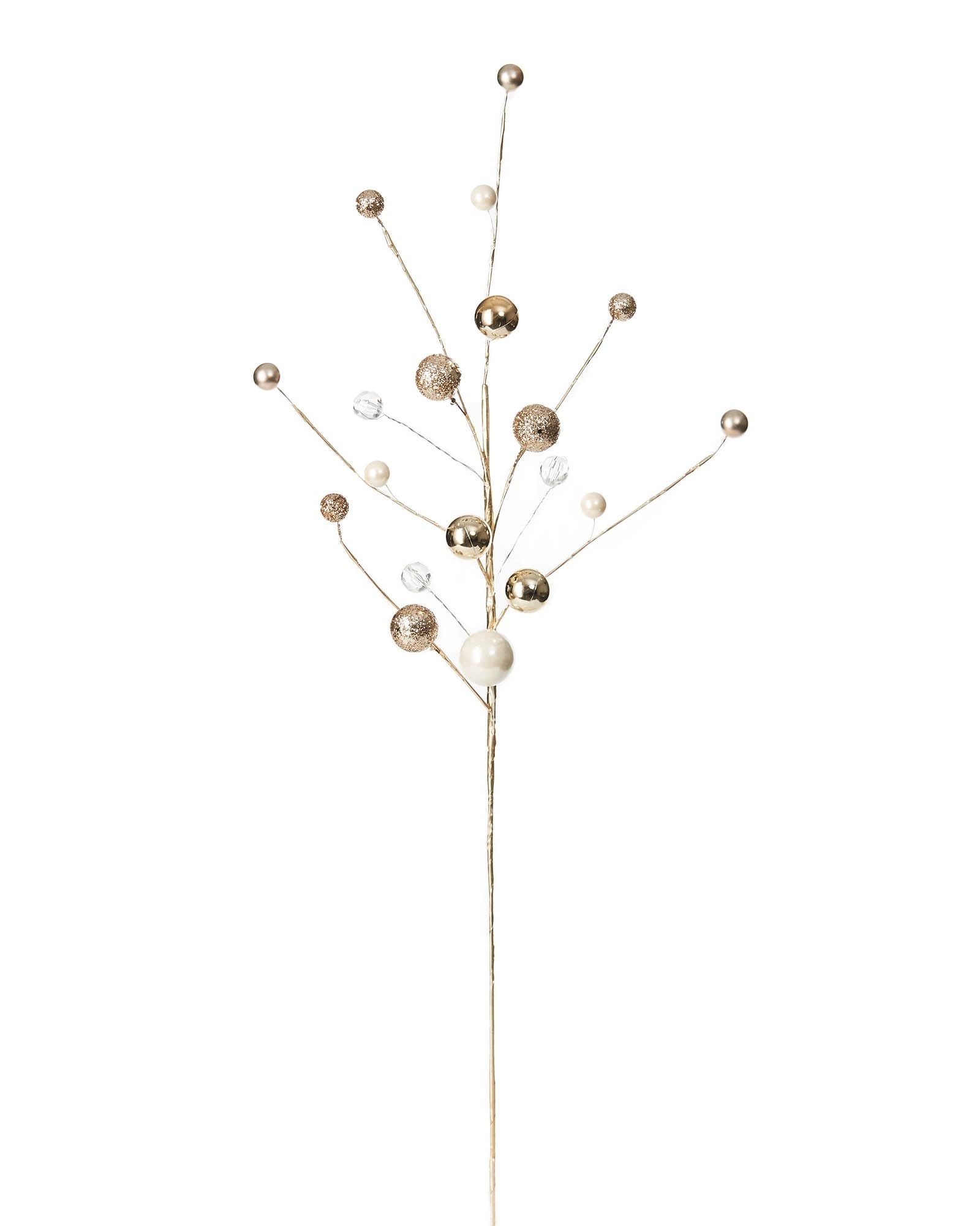 Gold Bauble & Jewelled Christmas Spray – 69 cm Decorative Spray for Christmas Tree & Wreath