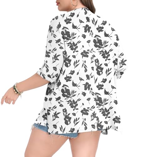 Image of Lastshe Womens Plus Size Cardigan Short Sleeve Lightweight Loose Cover Ups Open Front Sweaters Summer Cardigan