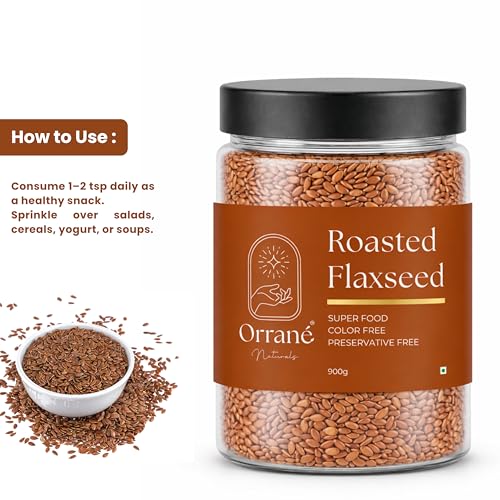 Image of Orrane Roasted Flaxseed 900g Crunchy Alsi Beej for Eating, Smoothies and Baking | Omega 3 Rich, High Fiber Superfood, Gluten Free Seeds | Supports Heart Health, Digestion & Weight Management