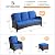 ovios Patio Furniture Set, 5 Piece Outdoor Wicker High Back Sofa with Comfy Cushions Ottomans, All Weather Conversation Set, Brown Rattan Navy Blue