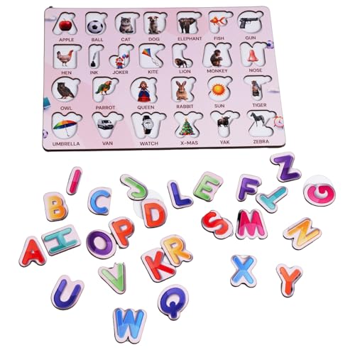 Image of Learning Wooden Alphabets for Kids | ABCD Toys for Children | English Puzzles Montessori Educational Blocks for Kids 2+ Years | 26 Pieces | Wooden Letter Board (English Alphabets)