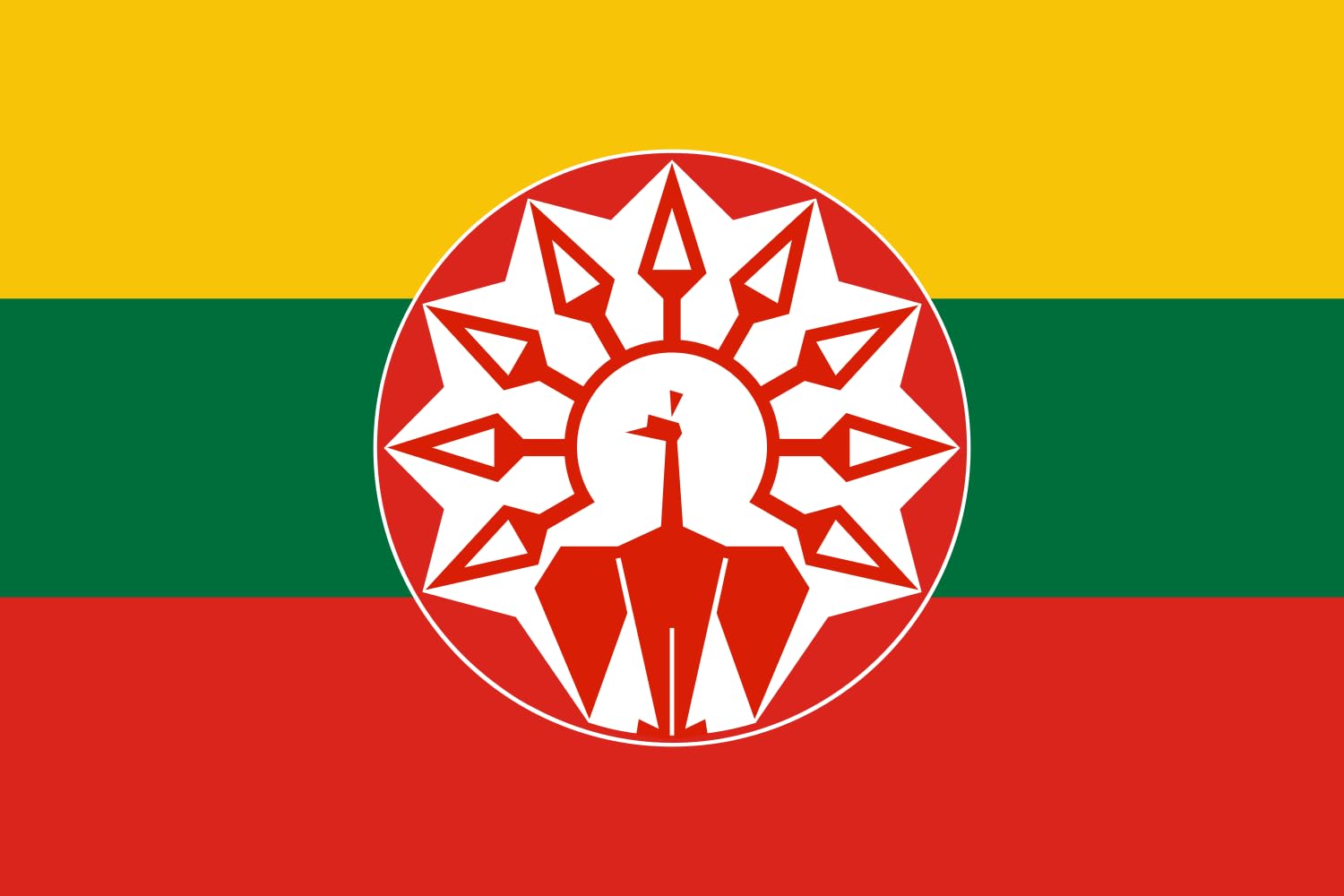 Drapeau Burma Defence Army aux finitions soignées et détails birmans précis