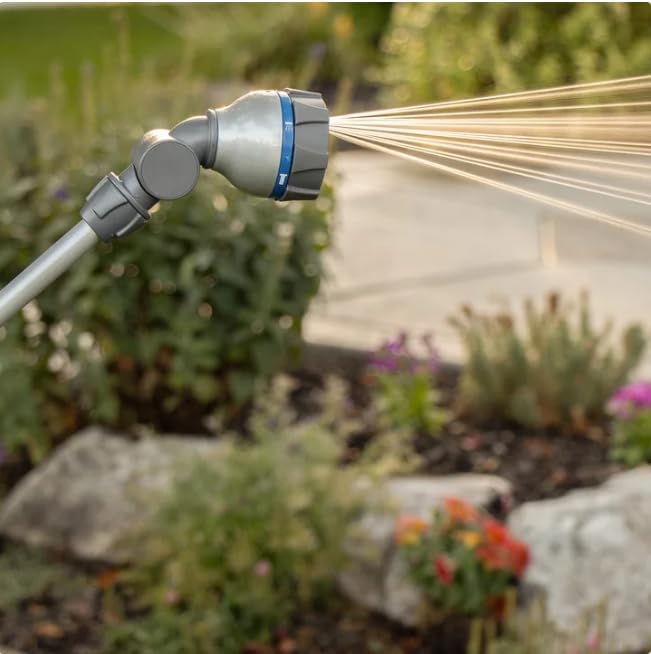 3 Piece Garden Hose Nozzle Set - Includes 2 Multi Pattern Spray Nozzles and 1 Telescoping Watering Wand - Ergonomic Thumb Control - Durable Heavy Duty Irrigation Kit for Lawn, Garden & Cleaning