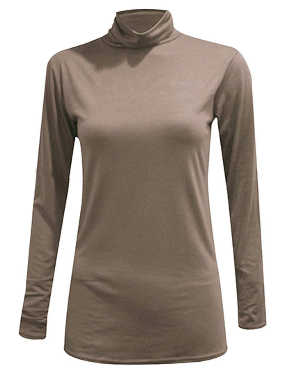 Ladies Plain Polo Long Sleeve Roll Neck Turtle Jumper Top 8-26 (Mocha, UK 20-22 XXL)