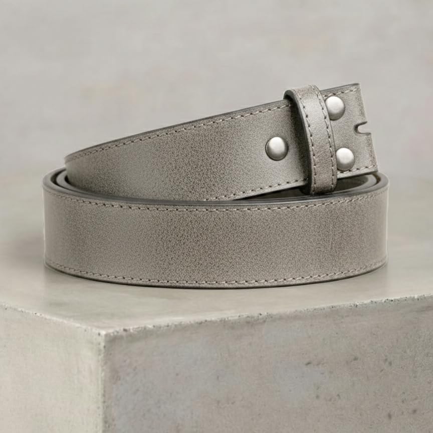 Image of BC Belts Leather Belt Strap with Vintage Distressed Texture 1.5 inch Wide with Snaps and without Buckle