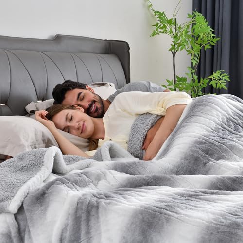 Image of Bearhug Electric Blanket Full Size 77 inch x 84 inch, 10 Heat Settings Heated Blanket, 1-12 Hour Auto Shut-Off, Faux Fur & Sherpa Dual-Sided Heating Blanket, Machine Washable, Gift-Ready Elegant Packaging