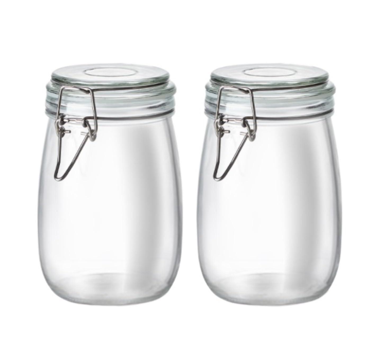 AMULONG Sweet Jars Apothecary Set Of 2 Glass Food Storage Jars With Airtight Clamp Lids For Pickle Jars for Crafting(1000ml)