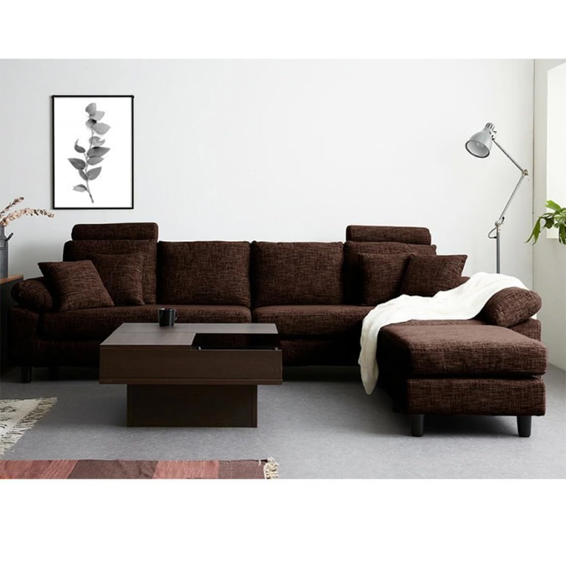 Torque Ferguson Seater Interchangeable L Shape Fabric Sofa Brown