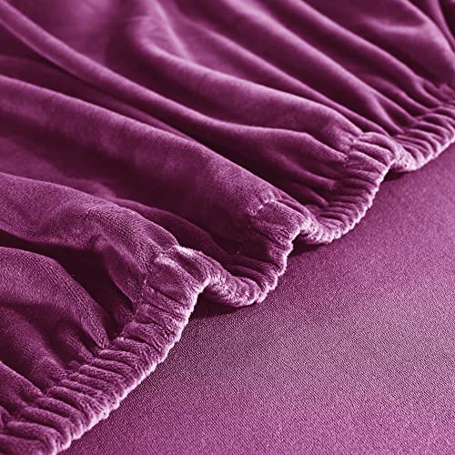 Jonuiony 2023 New Wear-Resistant Universal Sofa Cover, Stretch Velvet Separate Couch Cushion Slipcovers, L Shape Sofa Chaise Covers For Both Left/Right Sectional Couch (Purple,Large 4 Seat) #TOP4