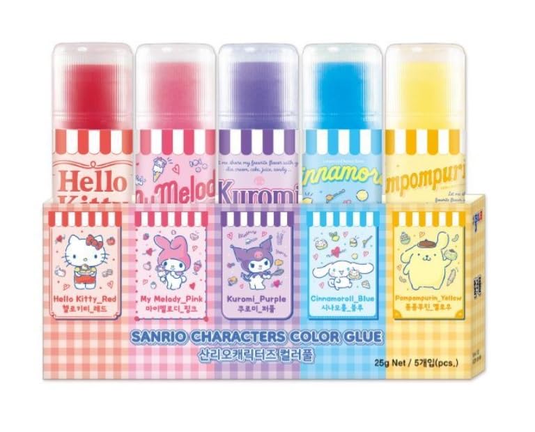 Cute Colored Glue Sticks, 25 Gram, 5 Count