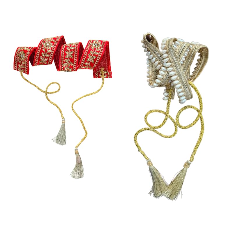 Drape and Shine with Adjustable Saree Belts | Set of 2 Velvet and Delicate Pearl Work Belt for Women and Girls | Saree Belt | Kamarbandh-image-45