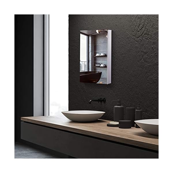 HOMCOM Stainless Steel Wall-mounted Bathroom Mirror Storage Cabinet 300mm (W) - Image 5