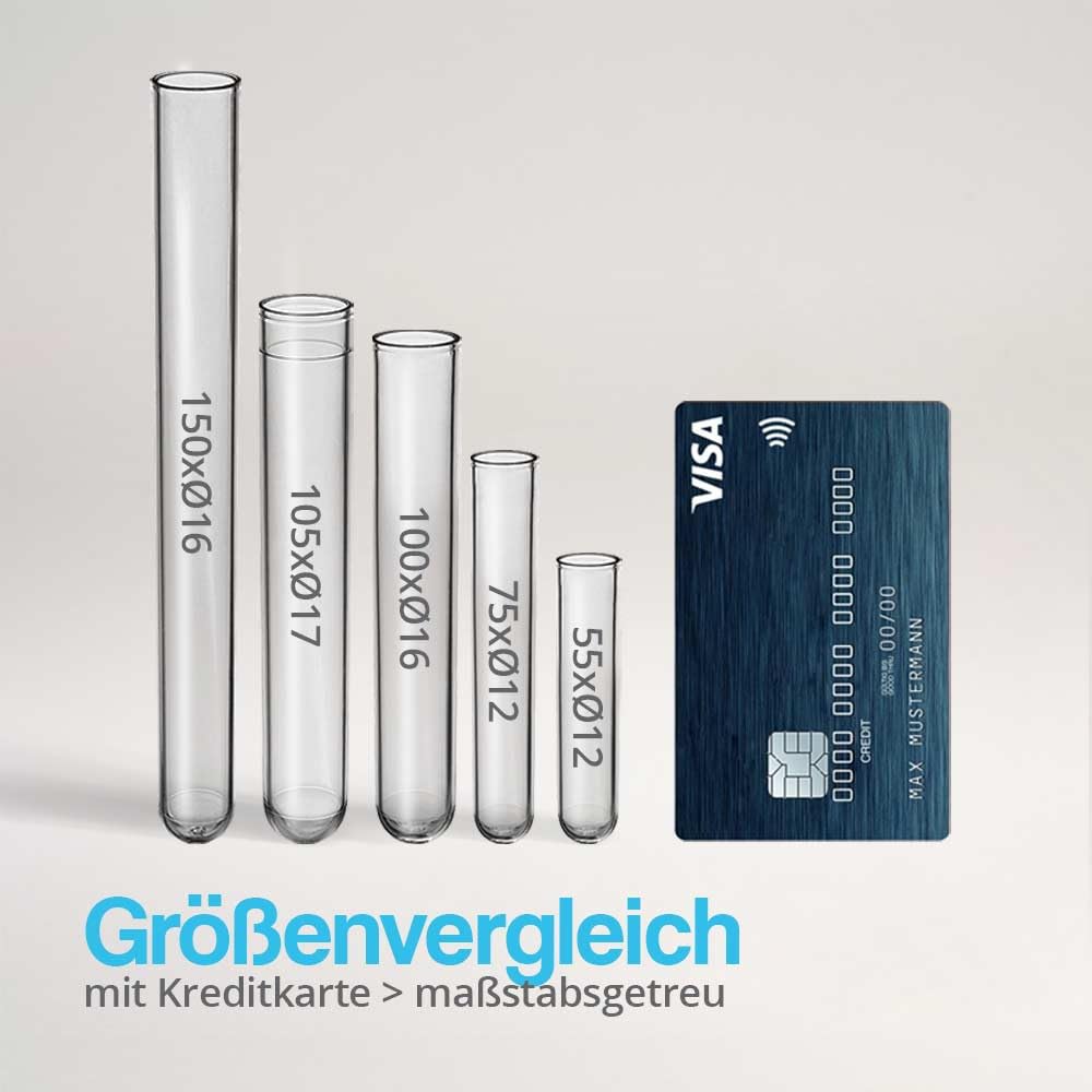 Tuuters 100 Stück Plastik Reagenzgläser mit Verschluss Röhrchen aus Kunststoff (150x Ø 16mm) Plastikröhrchen