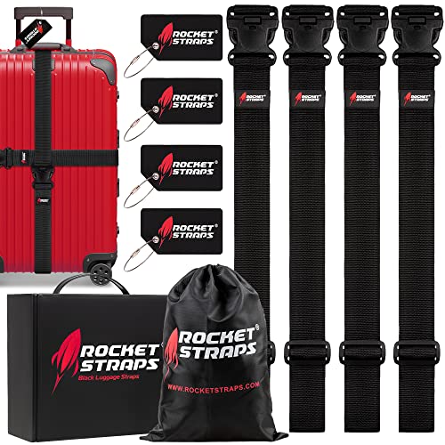 Rocket Straps Sangles de bagage et 4 étiquettes pour sécuriser votre valise