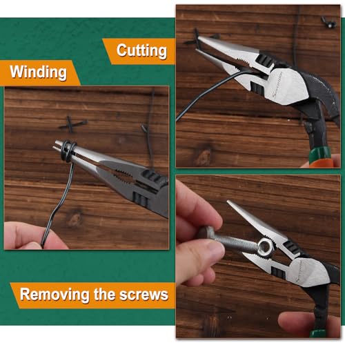 SPEEDWOX High Leverage Long Nose Pliers Pistol Grip Pliers High Leverage Pistol Grip Professional Tool Wire Cutters Reduce Effort by 35% Offset Angled Head Offers Increased Access and Leverage - Image 4