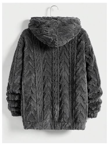 Image of Verdusa Men's Zip Up Hoodies Fuzzy Fleece Jacket Long Sleeve Hooded Jackets Winter Coats Warm Outwear Grey Large