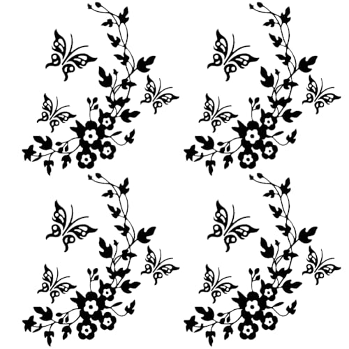 GORGECRAFT 6 Feuille D'Autocollants de Voiture Papillon en Forme de Fleur Noire pour Rétroviseur de Voiture en Vinyle Imperméable pour Femme Camion SUV Art Mural...