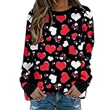 Camiseta con Estampado de corazón de Amor para Mujer, Sudadera de Manga Larga, Blusa Informal, Jersey, Camiseta Informal Bañador Mujer Camiseta