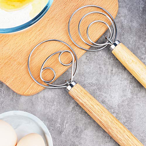 image for NiHome 2PCS Danish Dough Whisks+3PCS Dough Scrapers, Stainless Steel B