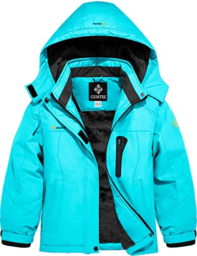 Image of GEMYSE Girl's Waterproof Ski Snow Jacket Hooded Fleece Lined Windproof Winter Jacket
