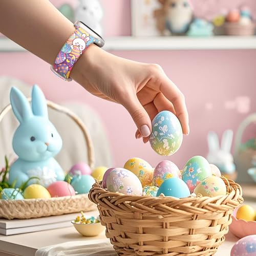 Image of wipalor Easter Bunny Bands for Apple Watch Bands for Women 42mm 41mm 40mm 38mm, Cute Holiday Easter Rabbit iWatch Bands Soft Silicone Sport iPhone Watch Bands Series 11 10 9 SE 8 7 6 5 4 3 2 1