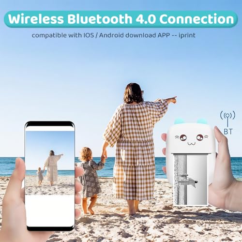 Image of ZEITEL Mini Thermal Printer Bluetooth Android & iOS, 1 Roll 57 * 25 MM Blue