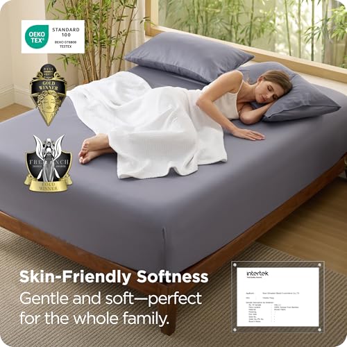 Image of Bedsure PureWoven Queen Fitted Sheet Qnly, 100% Rayon Derived from Bamboo