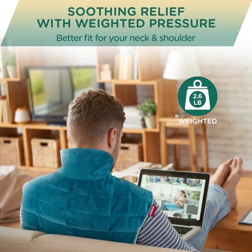 Weighted Electric Heat Pad for Neck, Shoulders, and Back Pain Relief - 9 Heat Settings, FSA HSA Eligible, Auto-Off - Gifts for Women Men Mom Dad