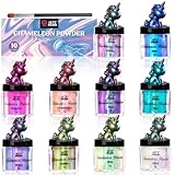 LET'S RESIN Chameleon Mica Powder, 10 * 5g Color Shift Mica Powder for Epoxy Resin/Tumbler, Saturated Color Shifting Chrome Pigment Powders for Painting,Slime,Nails
