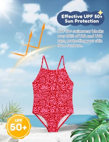Image of weVSwe Baby Girl Swimsuit One Piece Swimsuit Cute Toddler Girls Sleeveless Bikini Kids 2-10 Years