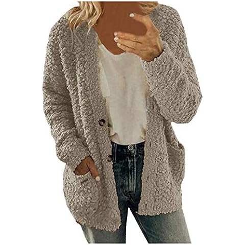 Coats for Women UK Plus Size Cardigan Ladies Solid Winter Warm Buttons Long Sleeve Snow Jacket Outwear Cover