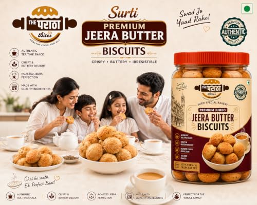 Image of Surti Special Bakery Jeera Butter Biscuits | Freshly Baked Crunchy Jeera Butter | Authentic Tea Time Snack | Crispy & Buttery Delight with Roasted Cumin Seeds (Chai No Yar - 500g)