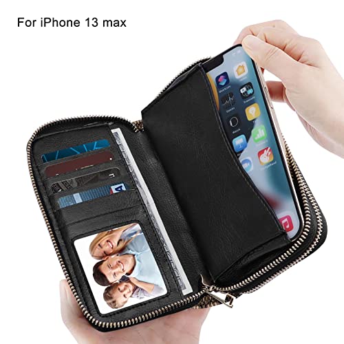 Image of Cellphone Wallet for Women Dual Zipper Long Purse with Removable Wristlet
