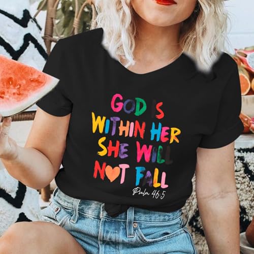 Christian Shirts for Women Jesus God is Within Her Tshirt Faith Inspirational Bible Verse Religious Graphic Tee Tops4
