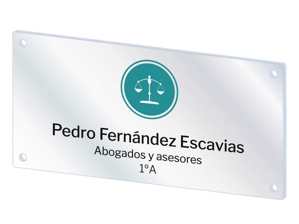 Oedim Placas Personalizadas Rotuladas Fabricadas en metacrilato | 43 x 30 cm | Forma Rectangular | Resistente y Económico | Incluye 4 Embellecedores