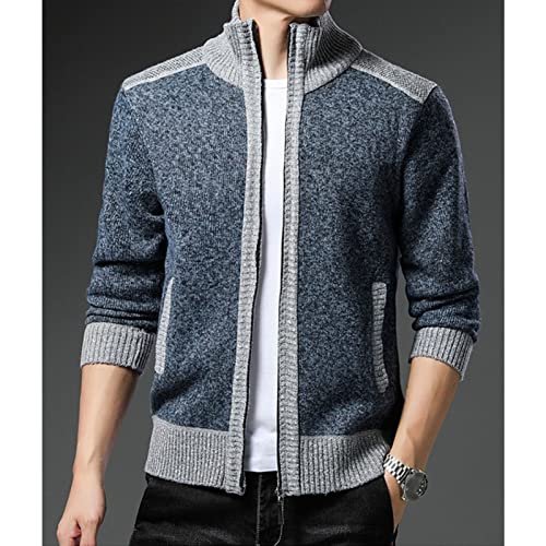 Men's Casual Full Zip Sweaters Stand Collar Knitted Long Sleeve Cardigan Slim Fit Cardigan Sweaters With Pockets3