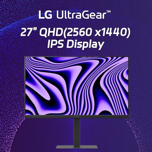 Image of LG 27 inch QHD Ultragear Monitor, 300Hz, 1ms, NVIDIA G-Sync, AMD FreeSync Premium, VESA DisplayHDR 400,HDMI, Displayport, USB Type-C, Tilt /Height /Swivel & Pivot Adjustment Stand