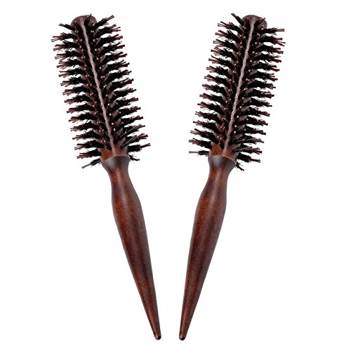 CCbeauty 2Pcs Naturals Boar Bristle Round Styling Hair Brush for Men& Women Hair curling and Blow Drying