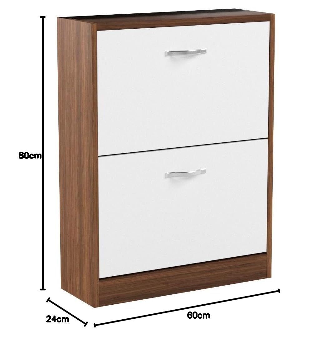 Schoenenkast met 2 deuren - Zwart - Bewerkt hout - Leen Bakker
