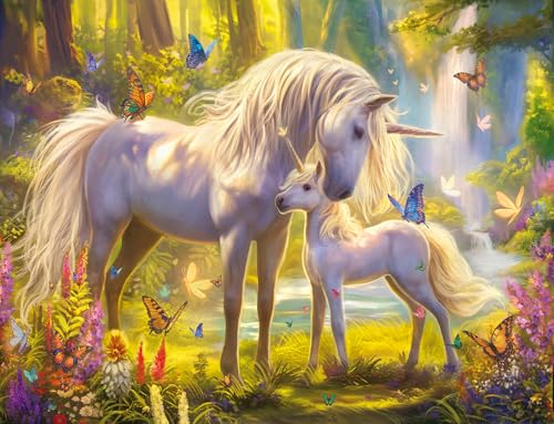 RANSUNN Puzzles for Kids Ages 6-8 8-10 - Unicorn and Foal, 200 Piece Puzzles for Kids, Learning Educational Jigsaw Puzzles Toys Gifts for 6 7 8 9 10 Year Old