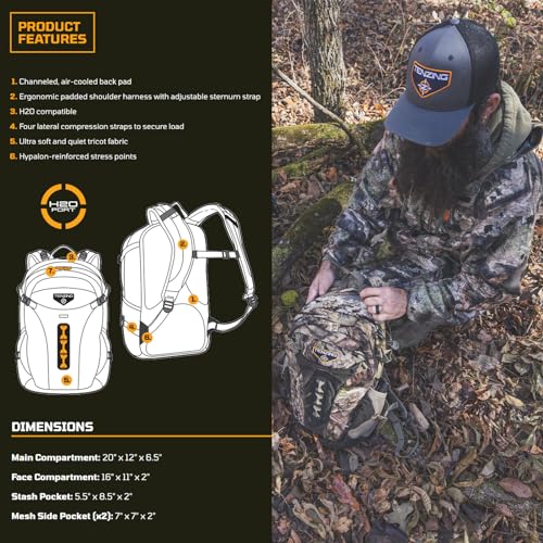 Image of TENZING Pace Day Pack, Mossy Oak Break-Up Country, 1,600-Cubic-Inch Low-Profile Ultra Soft Quiet Durable Hunting Backpack with Multiple Pockets & Water Reservoir Compartment