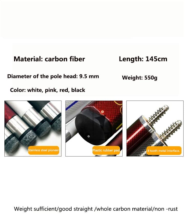 Taco de billar Snooker 57 in 19 Oz con punta 9.5 mm fibra carbono miniatura 2