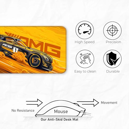Image of Mercides-AMG Gaming - Extended 80x33CM Large Rubber Base Mat with Stitched Edges, Non-Slip Design for Ultimate Setup Accessories & PC Use - Long Pad for Gamers