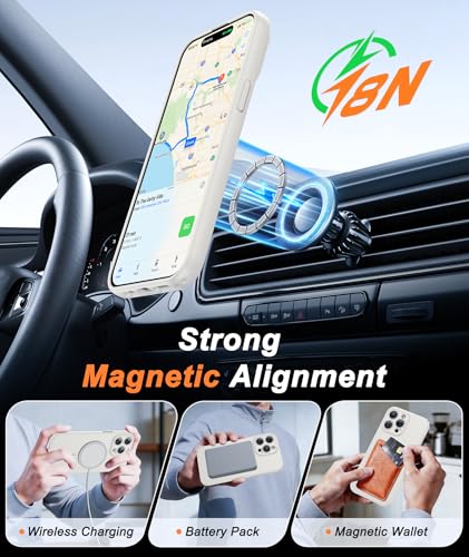 Image of FNTCASE for iPhone 14 Pro Max Case White: [Compatible with Magsafe] Solid Matte 14 Pro Max Magnetic Phone Cover with [Full Camera Protection] [Screen Protector] Military Grade Shockproof Protective