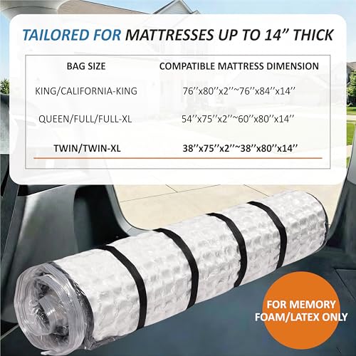 Image of Storage Logic Foam Mattress Vacuum Bag with 4 Adjustable Packing Straps for Moving, Storage, Shipping, Vacuum Seal Mattress Bag with Packaging Straps (Twin /Twin XL)