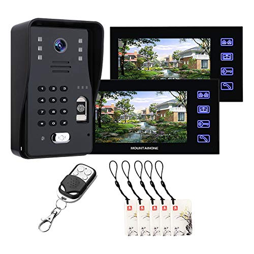 7 Zoll LCD RFID Video TüR Sprechanlage Intercom TüRklingel 1000TV Leitung Kamera Drahtloses Fern Zugriff Kontrolle System EU Stecker