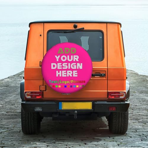 Image of Custom Spare Tire Cover 14-17 Inch, Personalized Universal Wheel Cover Add Your Own Photo Text Logo Waterproof Dust-Proof Tire Covers Protectors for Trailer Truck SUV Universal, DeepPink