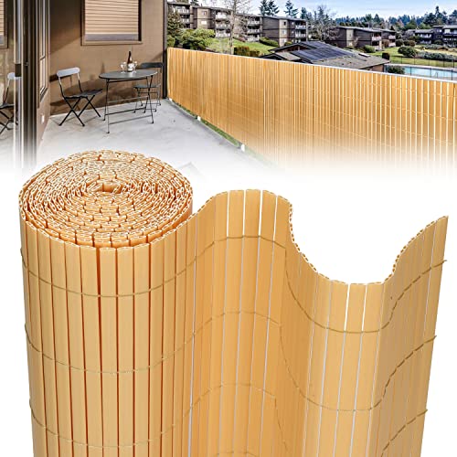 Joparri Brise-vue 180 x 1000 cm - Clôture brise-vue en PVC avec 44 serre-câbles - Bandes brise-vue en bambou - Pour jardin, balcon, terrasse - clôture