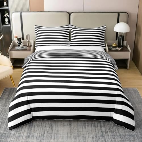 Housse de couette douce et respirante à rayures minimalistes pour lit King Queen - 2