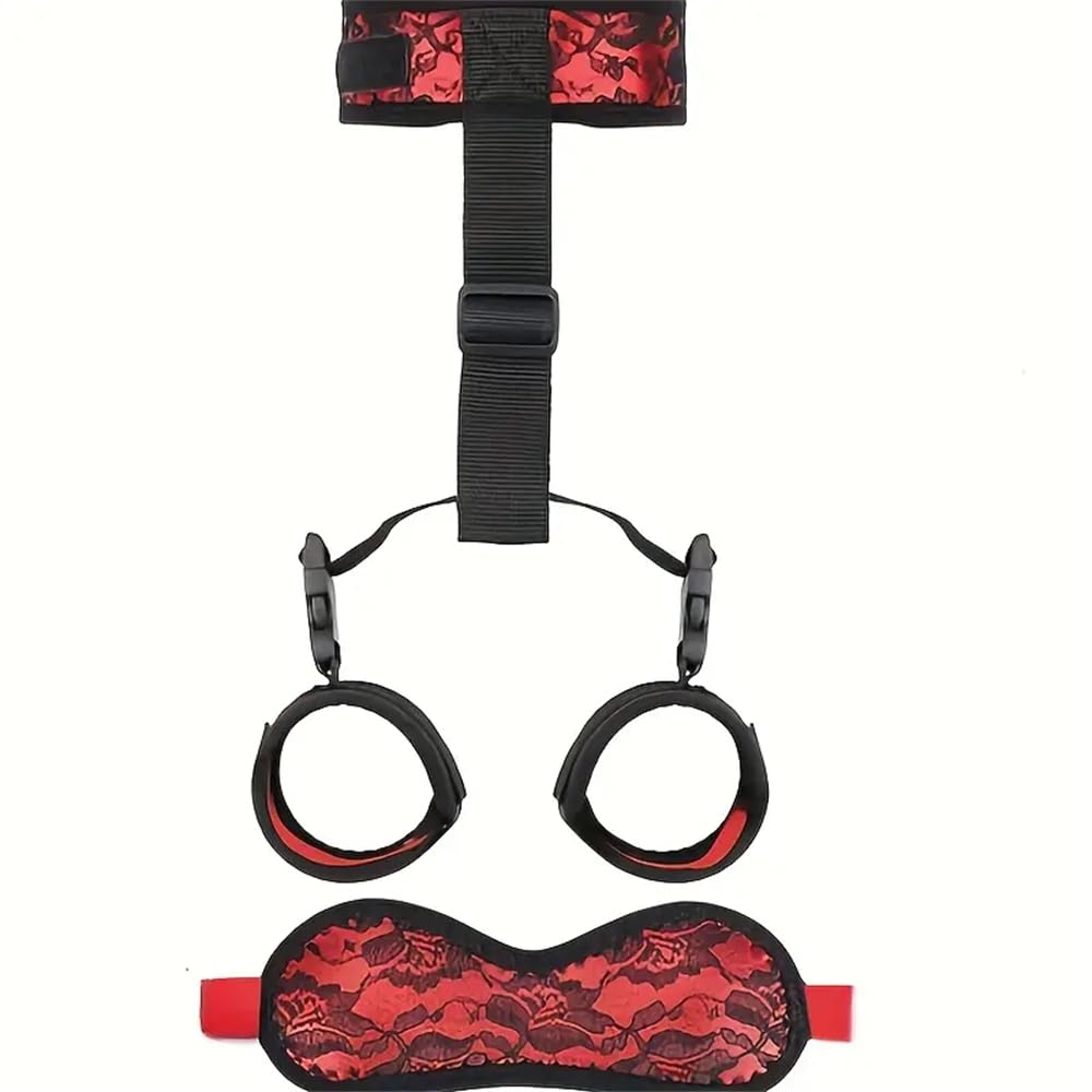 HAZURE Rêštráints Accessorio per Coppia da Donna Giocattolo Regolabile Sexy in Pelle, Gioco Cosplay con Benda sugli Occhi, Rosso
